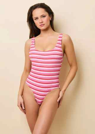 Solid & Striped Anne-Marie Ribbed One Piece Pink Multi Stripe