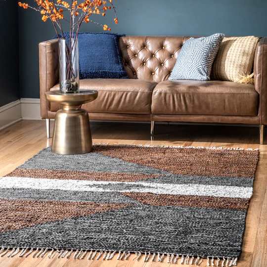 RugsUSA Leather Modern Abstract Rug