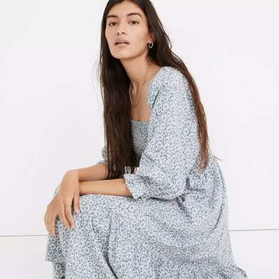 Madewell Lucie Elbow Sleeve Smocked Midi Dress Review 