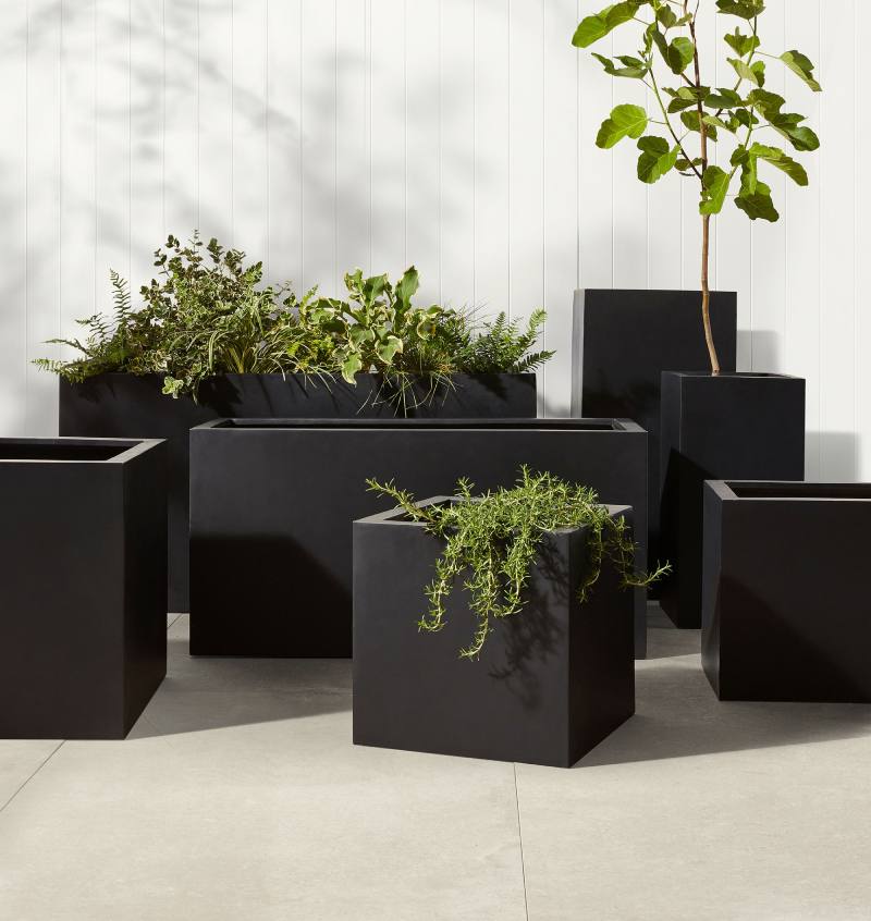 Rejuvenation Modern Fiberstone Rectangle Planters